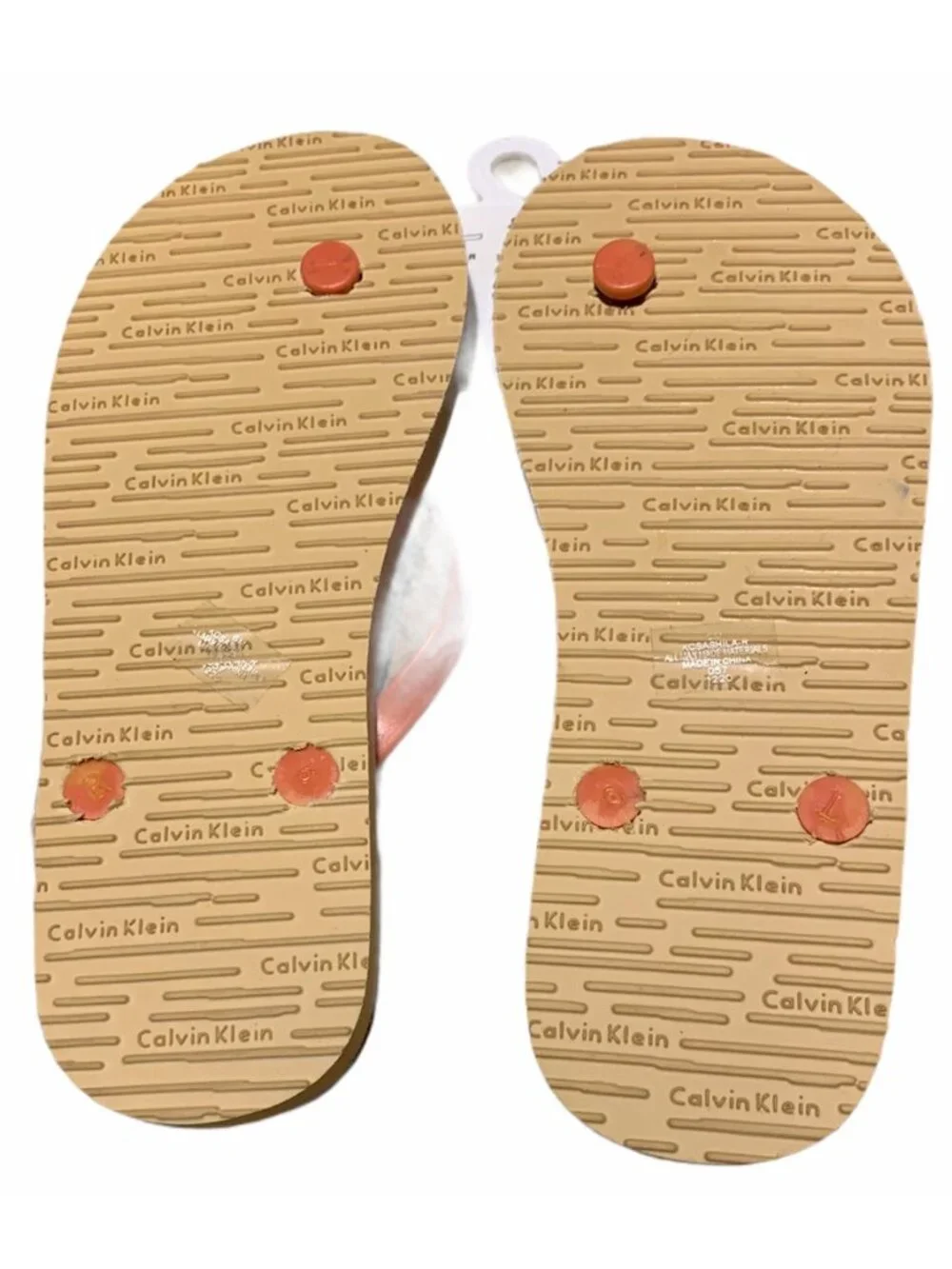 Calvin Klein Women Flip Flop Sashila Orange Coral Size 6
